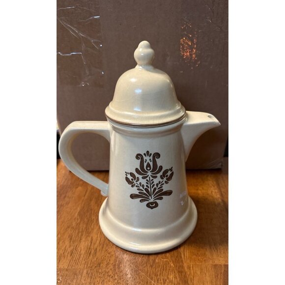 Vintage Pfaltzgraff Village Stoneware Beige/Brown 10” Teapot Minor crazing on li - Picture 1 of 4